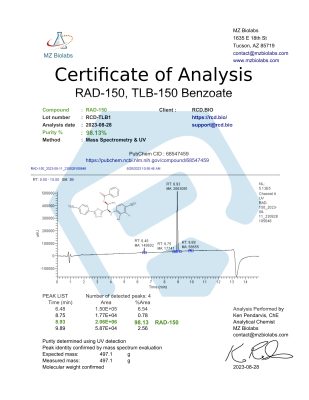 COA_RAD-150_lot-RCD-TLB1 | RCD Bio